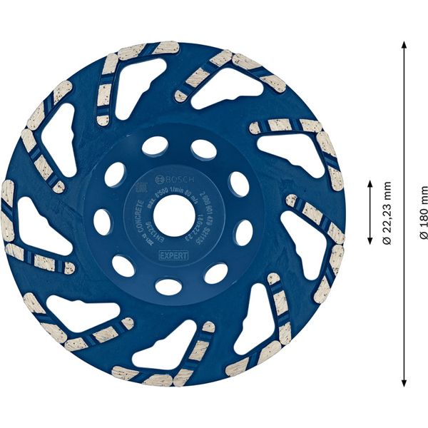 EXPERT Concrete Diamond Grinding Head 180 x 22.23 x 4.5 mm image 1
