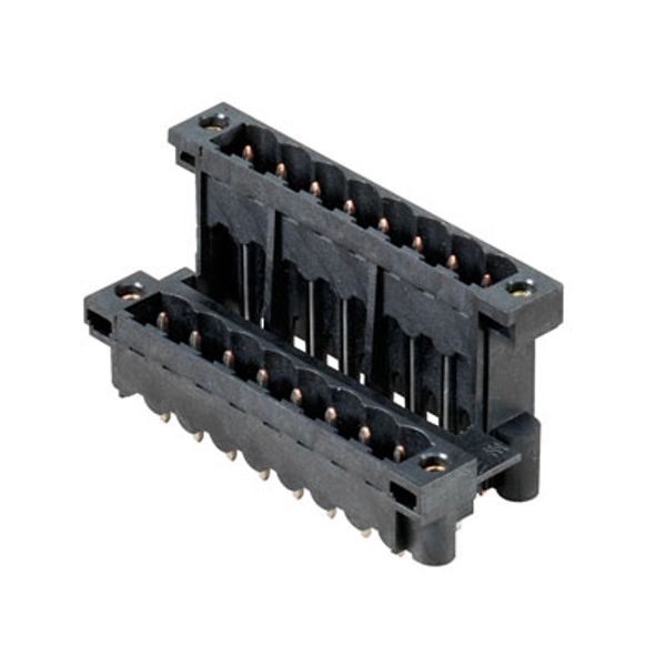 PCB plug-in connector, male header, Flange, THT/THR solder connection, 5.08 mm, Number of poles: 14, 180°, Solder pin length (l): 3.2 mm, tinned, black, Box image 6