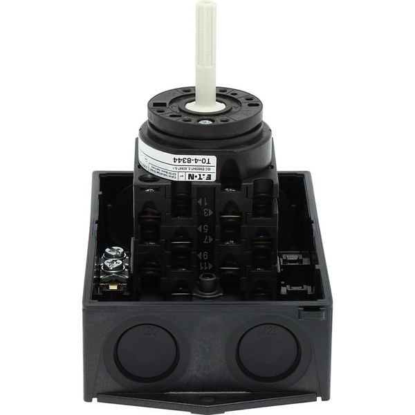 T0-4-8344/I1/SVB Main switch, T0, 20 A, surface mounting, 4 contact unit(s), 8-pole, Emergency switching off function, With red rotary handle and yellow locking ring, image 46