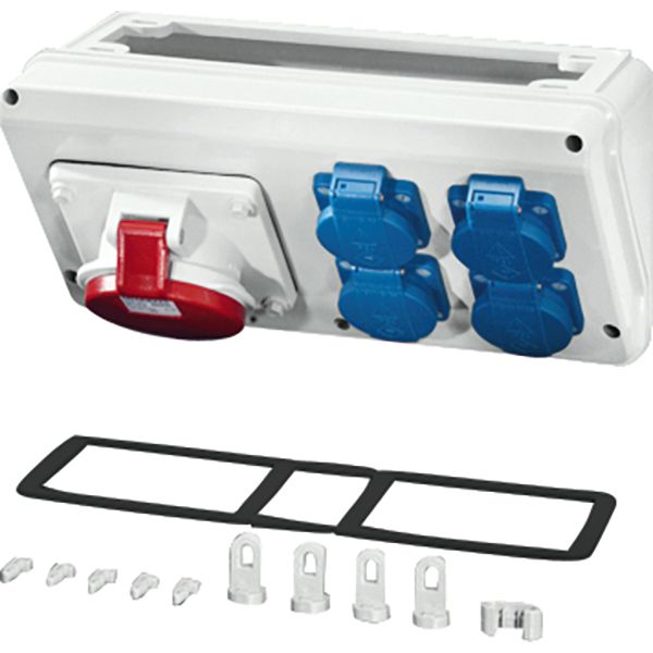 Mi Connectionbox IP44 1x32A 5p 400V CEE+4x16A 2p+PE 230V Schuko, 300mm (Mi CB 17) image 2