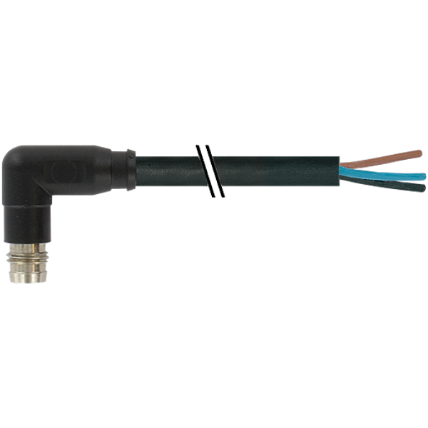 M8 male 90° A-cod. snap-in with cable PUR 3x0.25 bk +drag ch. 10m image 1