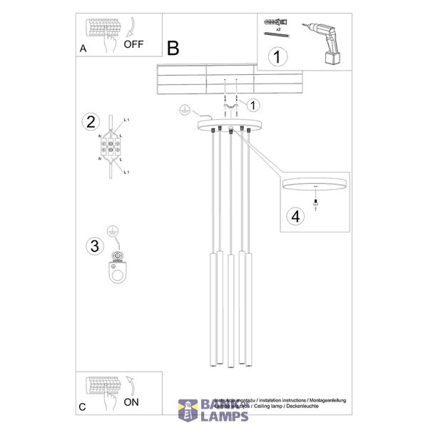 HANGING LAMP PASTELO 5P CONCRETE G9 5X8W IP20 image 2