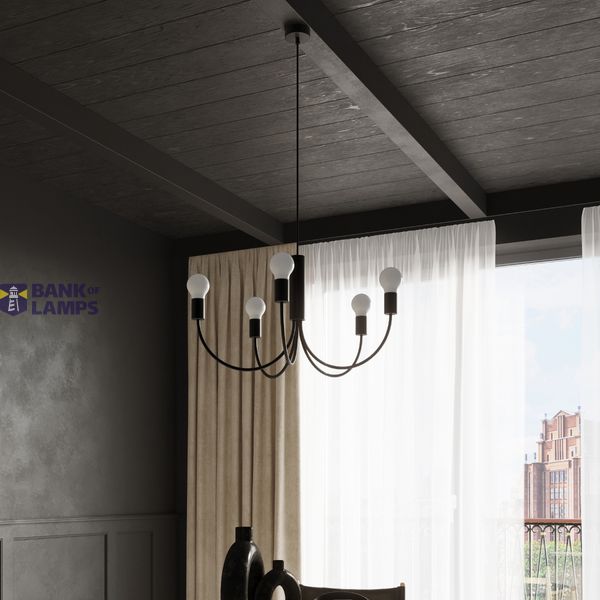 PICCOLO CHANDELIER 3 BLACK E27 3X60W IP20 image 4