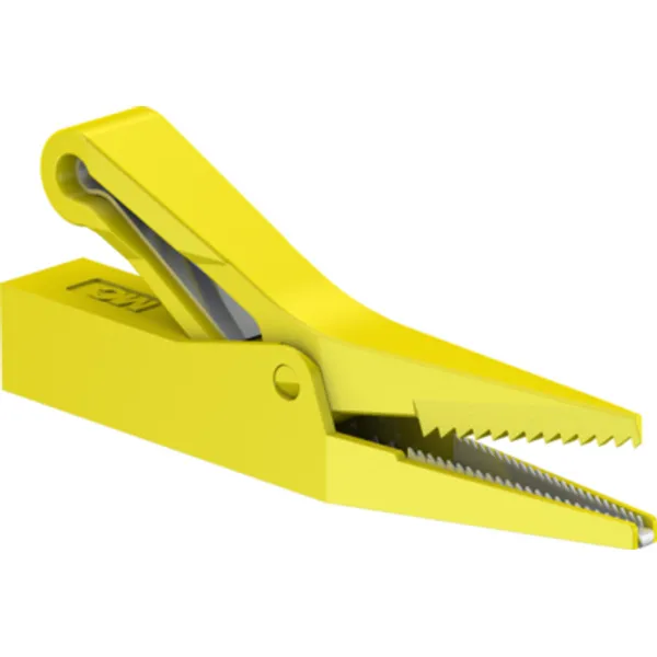 Alligator clip, yellow, max. 9.5 mm, L 62 mm, socket 4 mm, 64.9209-24 image 1