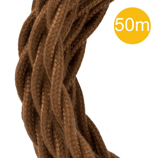 Textile Cable Twisted 3C 50M Brown image 1
