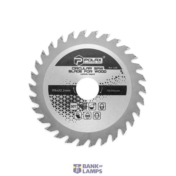 Circular saw blade for wood, carbide tipped 115x22.2/20, 30Т image 1