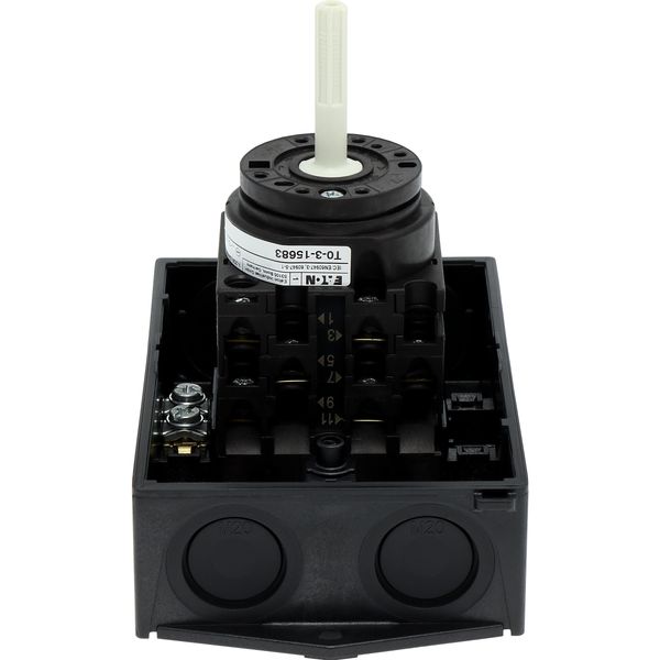 T0-3-15683/I1/SVB-SW Main switch, T0, 20 A, surface mounting, 3 contact unit(s), 3 pole, 2 N/O, 1 N/C, STOP function, With black rotary handle and locking ring, Lockable i image 16