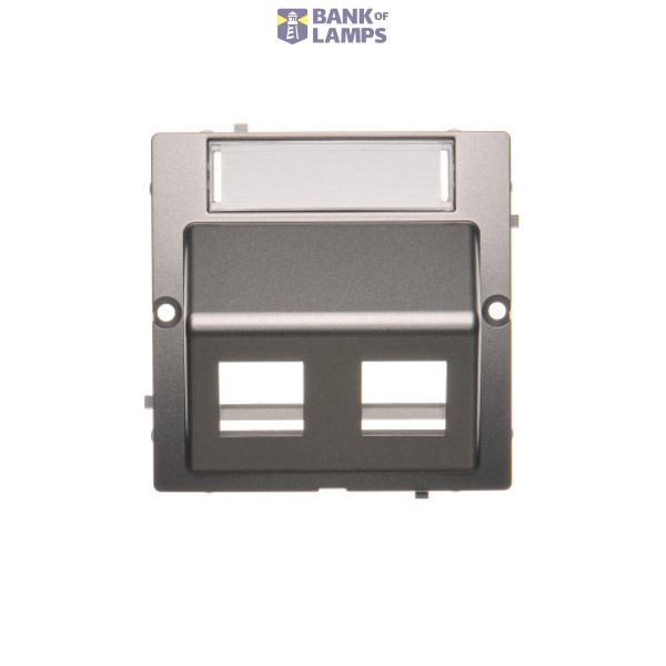 Double angled Keystone IT/telephone socket cover with descriptive field, (cover), Inox, metallized image 1