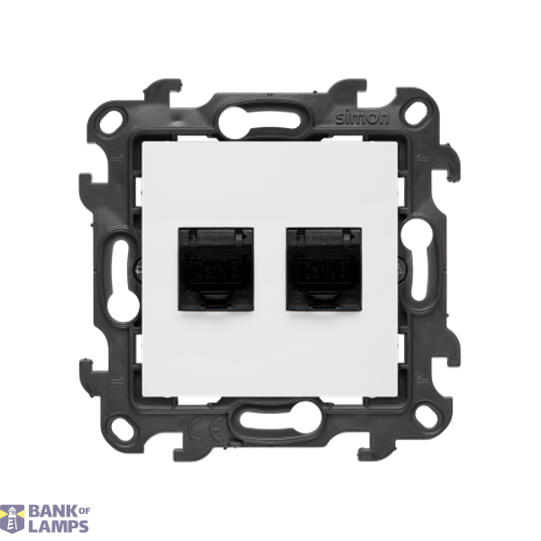 Double IT socket RJ45 category 6, (module), Simon 24, IP20, white image 1