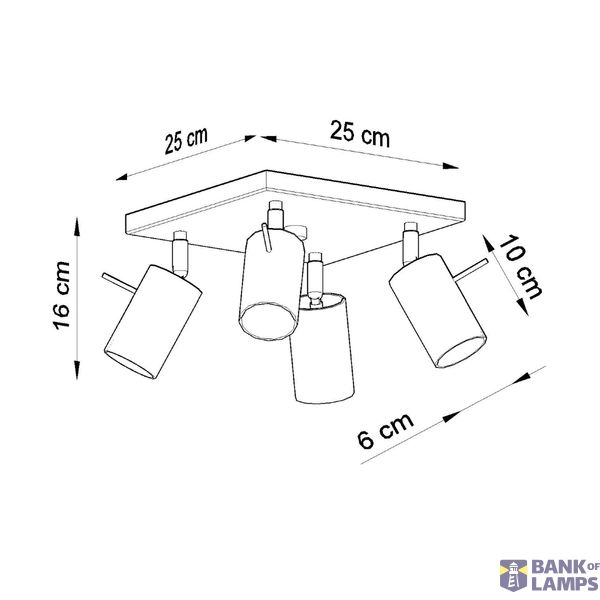 CEILING LAMP RING 4 WHITE GU10 4X40W IP20 image 6