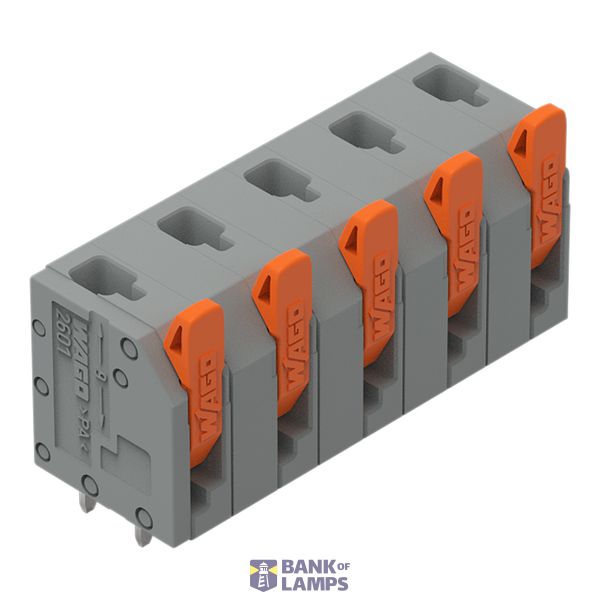 2601-3305 PCB terminal block; lever; 1.5 mm²; Pin spacing 7.5 mm; 5-pole; Push-in CAGE CLAMP®; 1,50 mm²; gray image 1