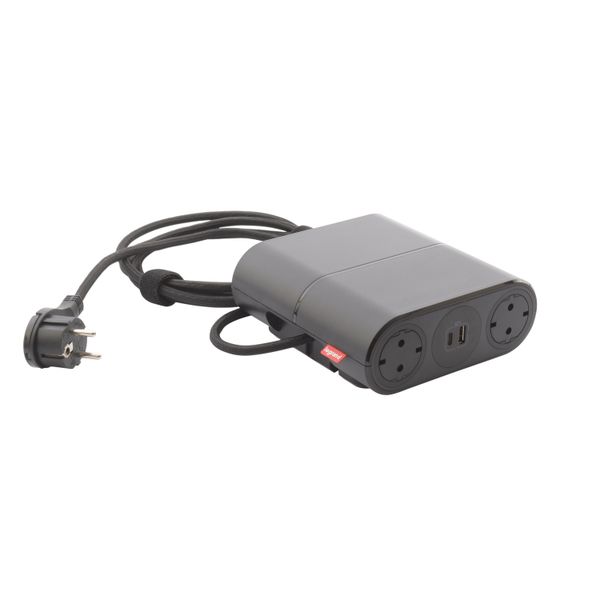 Link'On extendable 4 sockets 2P+E SCH  2 USB A+C Wieland connector with power cord 2,5m image 1