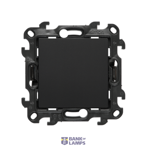Single contact push button without pictogram, (module), Simon 24, IP20/IP44, 10AX, 10A, black matt image 1