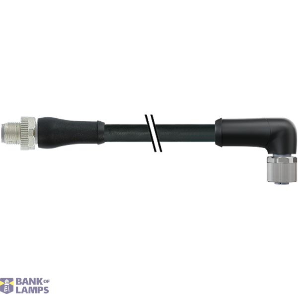 M12 Power male 0° / female 90° L-cod. PUR 4x1.5 bk 0.3m image 2