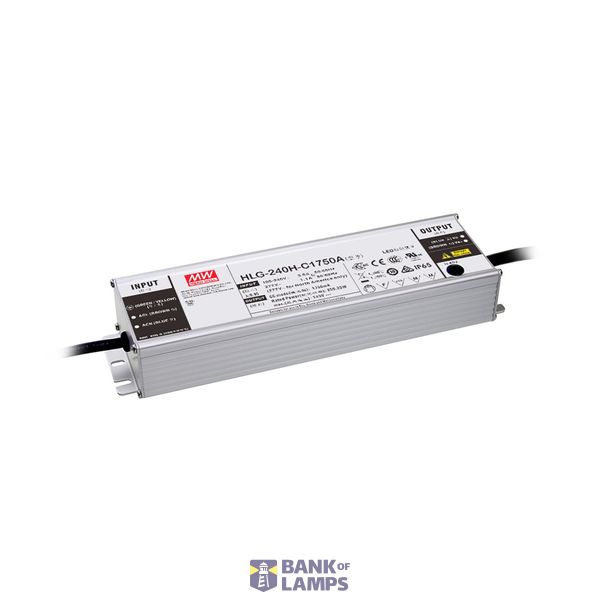 HLG-240H-C1750A LED driver, IP65 250.25W, 71-143V, 1750mA CC, MEAN WELL image 1
