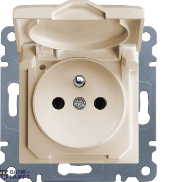 LUMINA Single socket with earthing and cover cream WL1121 HAGER image 1