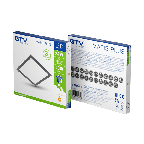 LED luminaire MATIS PLUS, 24 W, 2000 lm, IP20, AC220-240V, 50/60 Hz, 120°, 3000K, recessed, black image 3