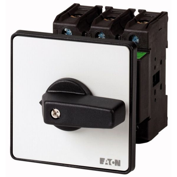 P3-63/Z/2HI11 On-Off switch, P3, 63 A, rear mounting, 3 pole, 2 N/O, 2 N/C, with black thumb grip and front plate image 1