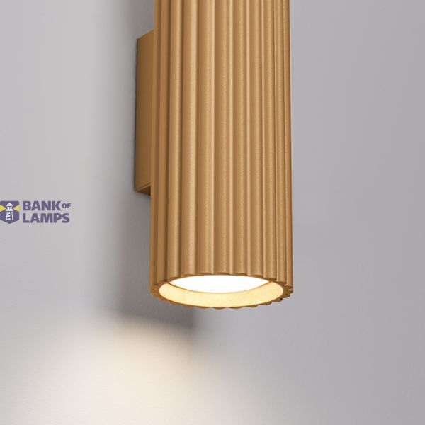 UP-DOWN WALL LAMP GOLD CARBON 20CM FOR BEDROOM WITH CORRUGATED LAMPSHADE 2XGU10 image 4