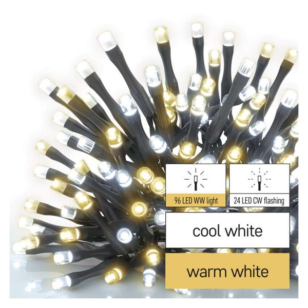 LED Christmas chain, flashing, 12 m, outdoor and indoor, warm/cool white, timer image 1