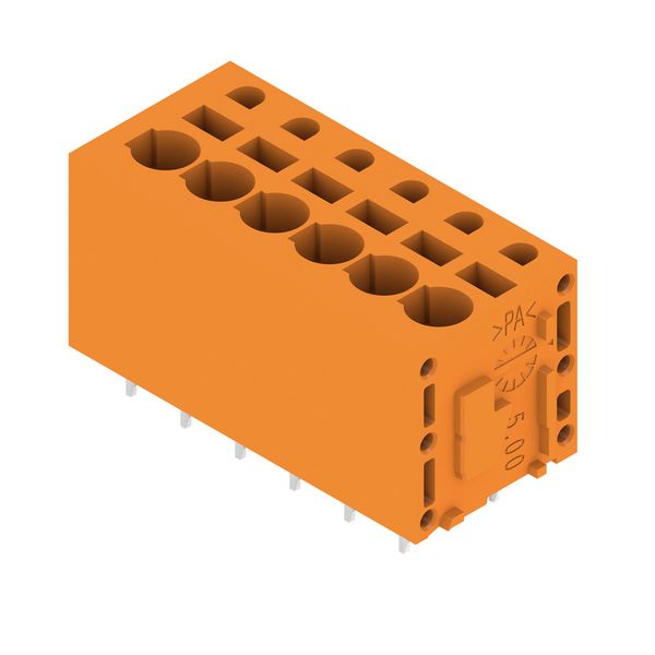 Printed circuit board terminals, 5.00 mm, Number of poles: 6, 180°, Solder pin length (l): 3.5 mm, tinned, orange, PUSH IN without actuator, Clamping range, max. : 2.5 mm², Box image 2