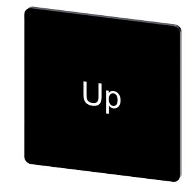 Labeling plate 27 x 27 mm, label black, labeling: Up image 1