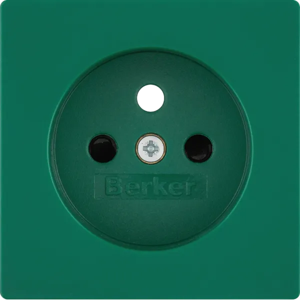 Center piece for socket with ground pin with touch protection, Berker Q.x, green, velvet image 1