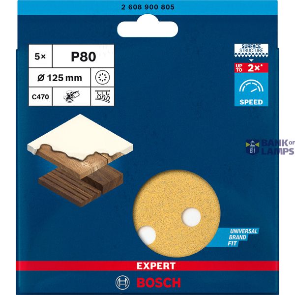 EXPERT C47 Sandpaper with 8 holes for Random Orbital Sanders 125 mm, G 8 5-pc image 2
