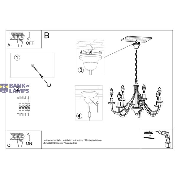 CHANDELIER MINERVA 7 WHITE E14 7X40W IP20 image 5