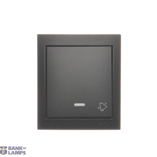 Splash-proof illuminated push button with "bell" symbol, 10AX, black matt image 1