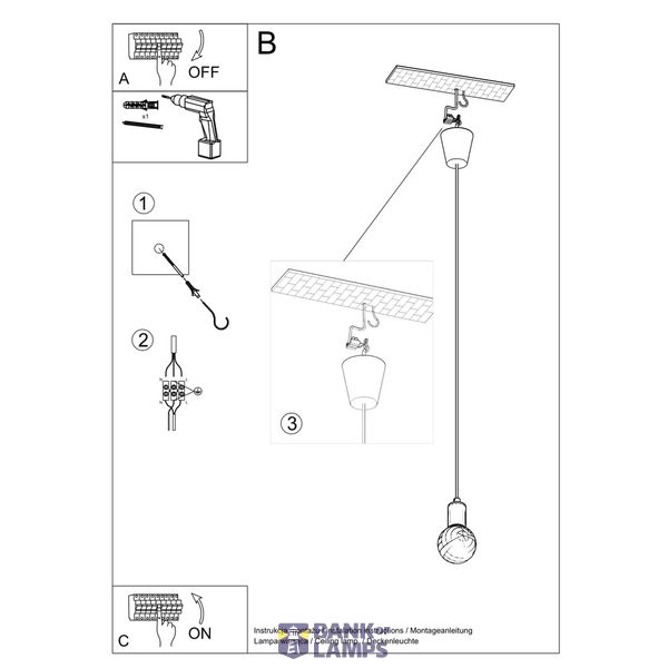 Hanging lamp DIEGO 1 orange E27 1x60W IP20 image 7