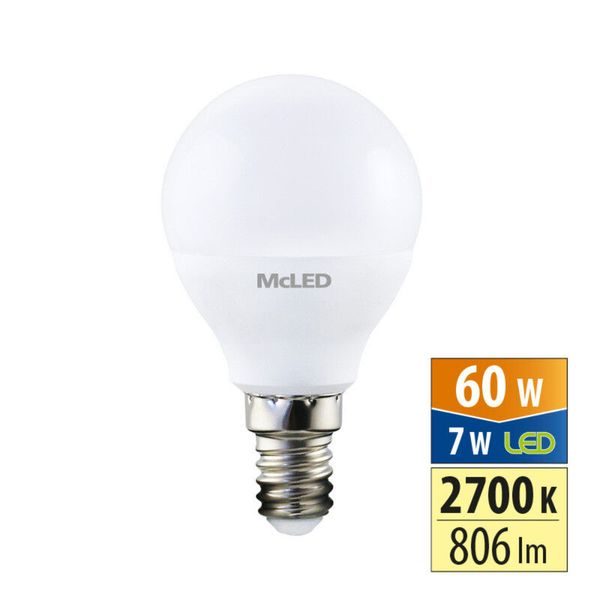 LED bulb drop 7W, E14, 2700K, CRI80, 200°, 360° 806lm image 1
