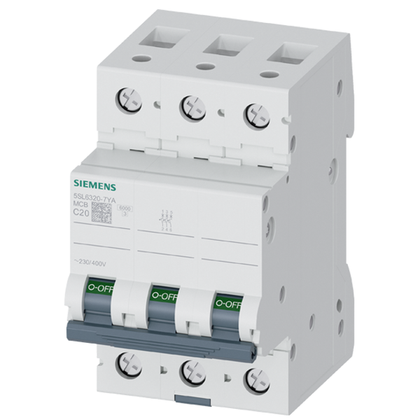 Miniature circuit breaker 230/400 V 6kA, 3-pole, C, 20 A image 1