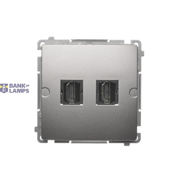 HDMI double socket, satin, metallized image 1