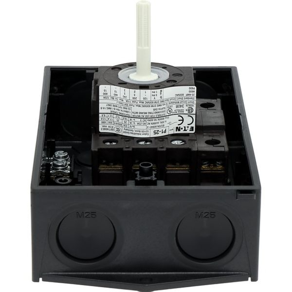 P1-25/I2/SVB-SW/N Main switch, P1, 25 A, surface mounting, 3 pole + N, STOP function, With black rotary handle and locking ring, Lockable in the 0 (Off) position image 6
