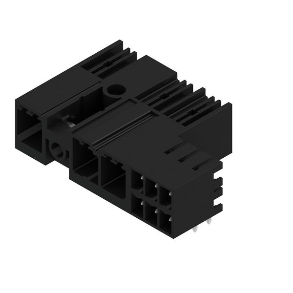 PCB plug-in connector, male header, closed side, Middle screw flange, THT solder connection, 7.62 mm, Number of poles: 3, 90°, Solder pin length (l): 3.5 mm, tinned, black, Box image 2