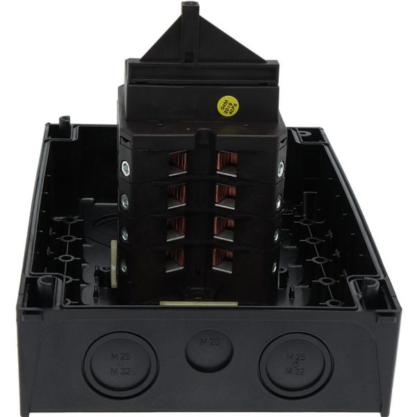 T5B-4-15682/I4/SVB Main switch, T5B, 63 A, surface mounting, 4 contact unit(s), 6 pole, 1 N/O, 1 N/C, Emergency switching off function, With red rotary handle and yellow image 5