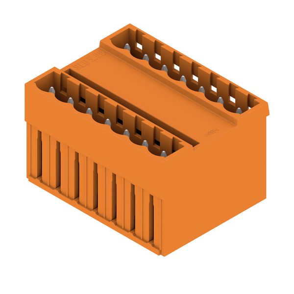 PCB plug-in connector, male header, closed side, THT solder connection, 5.00 mm, Number of poles: 14, 180°, Solder pin length (l): 3.2 mm, tinned, orange, Box image 1