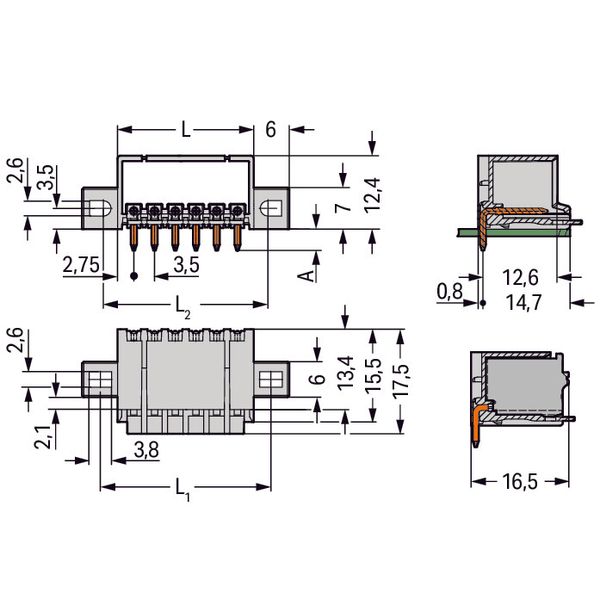 THR male header;1.0 mm Ø solder pin;angled;light gray image 3