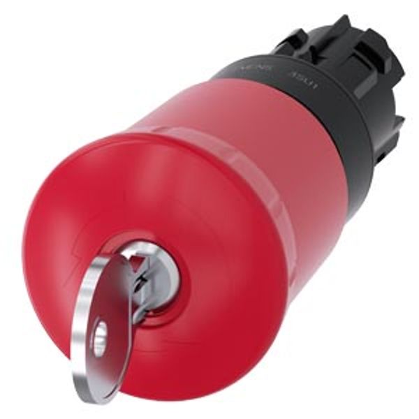 EMERGENCY-STOP mushroom pushbutton, 22 mm, round, plastic, red, 40 mm, with Siemens lock, C, lock image 1