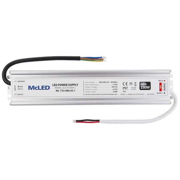 Power supply 150W, DC24V/6.25A, IP67, aluminum design image 1