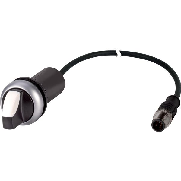 C22-WK3-K20-P1 Changeover switch, With thumb-grip, momentary, 2 N/O, Cable (black) with M12A plug, 4 pole, 0.2 m, 3 positions, Bezel: titanium image 4