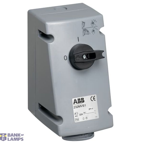 Industrial Switched Interlocked Socket Outlets, 2P+E, 32 A, Optional voltage V image 1
