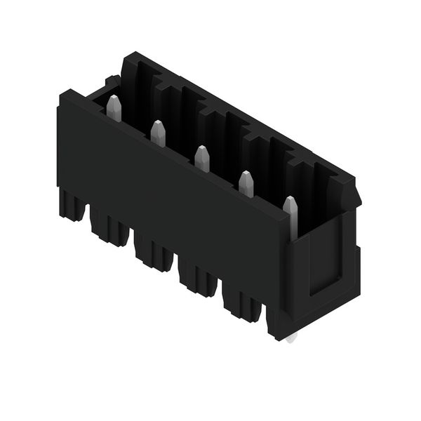 PCB plug-in connector, male header, Dovetails for fixing blocks, THT solder connection, 5.08 mm, Number of poles: 5, 180°, Solder pin length (l): 3.2 mm, tinned, black, Box image 3