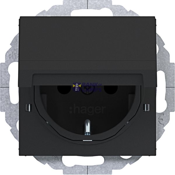 SCHUKO wall socket, locking device, variable 45°, A.x/C.x black and white material image 1