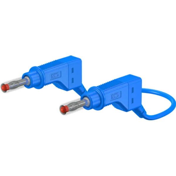 Measuring lead with (4 mm plug, spring-loaded, straight) to (4 mm plug, spring-loaded, straight), 2 m, blue, PVC, 2.5 mm², CAT II, 66.9407-20023 image 1
