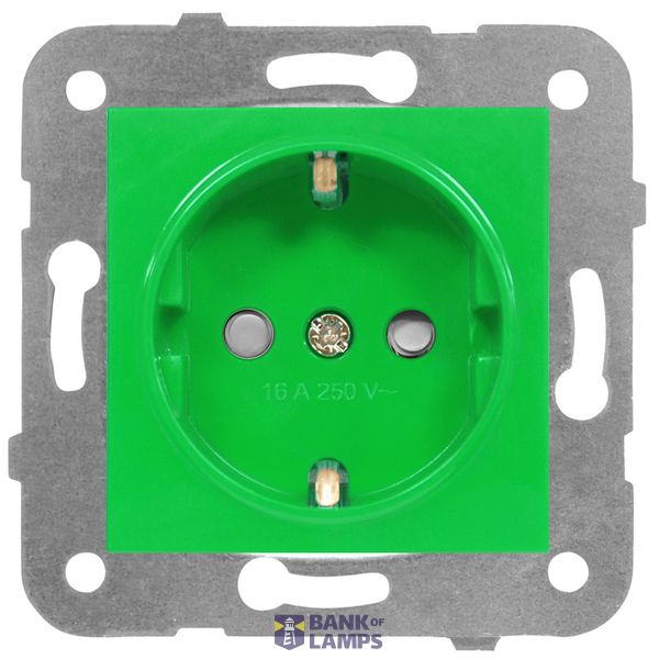 Socket outlet, safety shutter, green color, cage clamps image 1