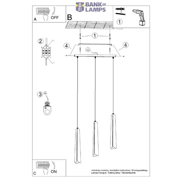 Pendant lamp PRYSM 3L black image 5