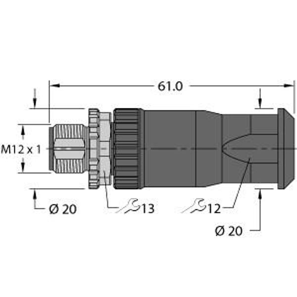 Field-Wireable Connector Male Connector M12 × 1, Straight   FW-ERSPM0416-SA-S-0408 image 1