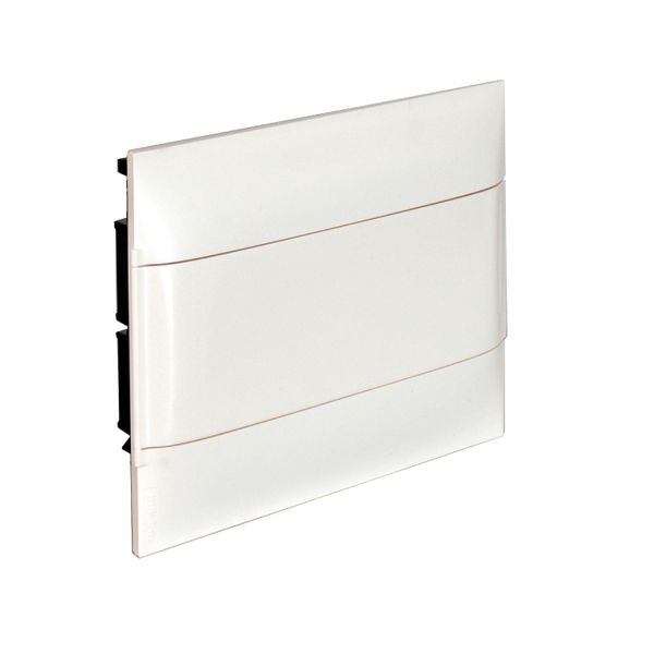 1X12M FLUSH CABINET WHITE DOOR EARTH + X NEUTRAL TERMINAL BLOCK FOR MASONRY WALL image 1